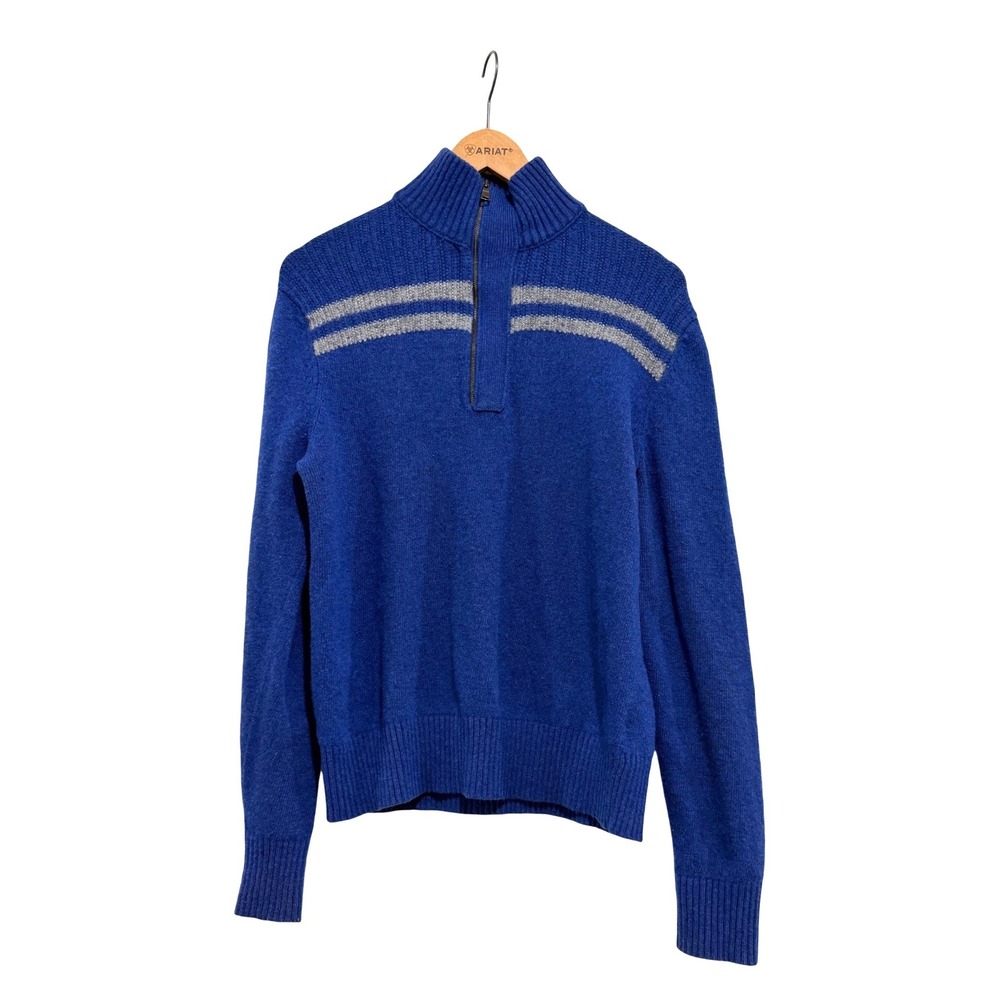 Banana Republic Mens Small Blue Merino Wool Italian Yarn Quarter Zip Sweater